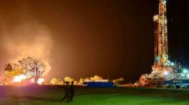 Lapangan eksplorasi gas di Desa Tanjung, Kecamatan Saronggi, Sumenep. (ISTIMEWA)