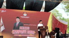 Ketua KPU Sampang Aliyanto menyampaikan sambutan saat deklarasi kampanye damai Pilkada serentak 2024.