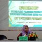 Kepala Puskesmas Pademawu, dr. Jeni Novita Anggraini memberikan sambutan saat worshop pelayanan posyandu.