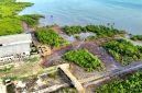 Foto udara lahan mangrove yang dibabat di Desa Ambat, Kecamatan Tlanakan, Kabupaten Pamekasan.