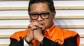 Sekjen PDI Perjuangan Hasto Kristianto saat ditunjukkan pada rilis KPK RI.