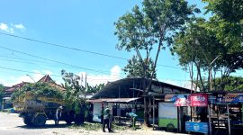 Sejumlah pekerja membersihkan area eks Stasiun PJKA Pamekasan. (MOH. IQBALUL KHAVEI MZ / KLIKMADURA)
