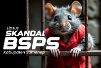 Karikatur lipsus dugaan korupsi BSPS Kabupaten Sumenep. (Sumber gambar: META AI yang disempurnakan)