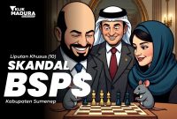 Ilustrasi liputan khusus dugaan skandal mega korupsi BSPS Sumenep. (META AI yang Disempurnakan)