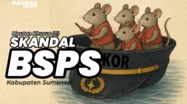 Ilustrasi skandal mega korupsi BSPS Sumenep. (META AI yang Disempurnakan)