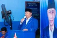 Ketua DPC Partai Demokrat Pamekasan, Ismail,. SHI,. M.IP saat perayaan HUT-24 Partai Demokrat.