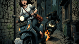 Gambar ilustrasi perempuan jadi korban begal. (GEMINI AI)