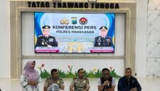 Kasatreskrim Polres Pamekasan, AKP Doni Setiawan Konferensi pers Polres Pamekasan kasus pencurian dengan kekerasan (BADRUS/KLIK MADURA).