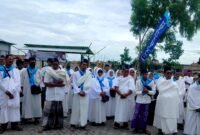 Sejumlah CJH KBIHU Al-Hilal Pamekasan saat mengikuti manasik beberapa waktu lalu. (ISTIMEWA)