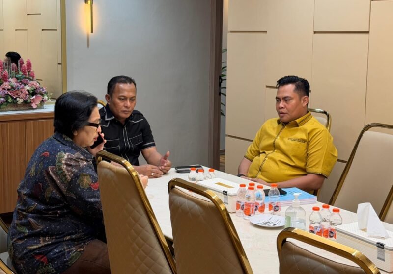 Wabup Pamekasan H. Sukriyanto didampingi anggota DPRD Pamekasan Rosyid Fansori berbincang dengan anggota Komisi IX DPR RI, Irma Suryani Chaniago perihal layanan chatlab di RSUD Pamekasan. (ISTIMEWA)
