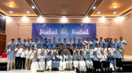 Perwakilan SPPG Sekabupaten Pamekasan foto bersama usai halal bihalal di PJA Pamekasan. (DOK. KLIKMADURA)