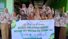 Tim Skrining Kanker Serviks Puskesmas Pademawu foto bersama usai kegiatan. (ISTIMEWA)