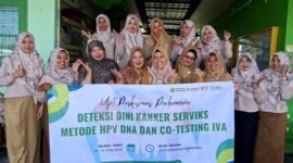 Tim Skrining Kanker Serviks Puskesmas Pademawu foto bersama usai kegiatan. (ISTIMEWA)