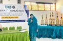 Kepala SMAN 4 Pamekasan, Dra. Hj. Faridah,. M.M.Pd saat menyampaikan pada pembukaan BTS Klik Madura. (MOH. IQBALUL KHAVEI MZ / KLIKMADURA)
