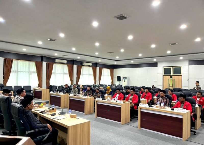 Sejumlah aktivis DPC GMNI Pamekasan saat audiensi terkait kepesertaan BPJS yang dinonaktifkan. (MOH. IQBALUL KHAVEI MZ / KLIKMADURA)