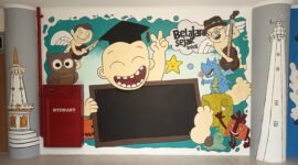 Mural karya mahasiswa Ilmu Komunikasi UTM menjadi simbol kreativitas generasi muda di tengah perkembangan teknologi AI (ISTIMEWA).