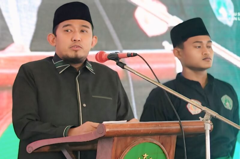 Bupati Sumenep Achmad Fauzi Wongsojudo menyampaikan sambutan pada kegiatan Pelantikan PCNU Sumenep. (KLIKMADURA)