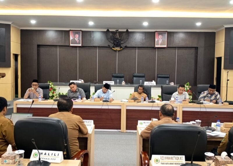 Pansus OPD DPRD Pamekasan, Mohammad Saedy Romli memimpin rapat bersama sejumlah OPD yang terkena merger. (LAILIYATUN NURIYAH / KLIKMADURA)