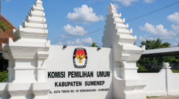 Ilustrasi papan nama Kantor KPU Sumenep. Foto ini buatan AI. (KLIKMADURA)