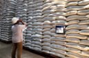 Petugas tengah melakukan pengecekan stok beras di gudang penyimpanan Bulog Sub Divre XII Madura. (MOH. IQBALUL KHAVEI MZ / KLIKMADURA)