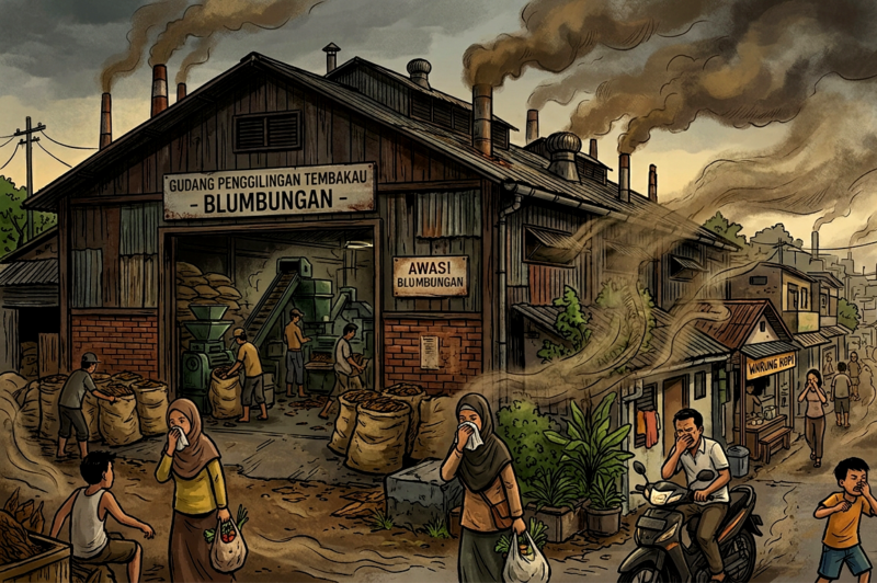 Gambar ilustrasi gudang tempat penggilingan tembakau. (DOK. KLIKMADURA)