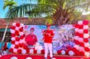 Kepala SMAN 2 Pamekasan Moh. Arifin menyampaikan sambutan di acara senam bersama dalam rangka HUT RI ke-81. (LAILIYATUN NURIYAH/KLIK MADURA).