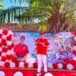 Kepala SMAN 2 Pamekasan Moh. Arifin menyampaikan sambutan di acara senam bersama dalam rangka HUT RI ke-81. (LAILIYATUN NURIYAH/KLIK MADURA).