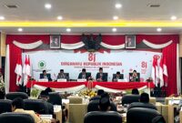 Suasana rapat paripurna DPRD Pamekasan saat dengar pidato kenegaraan presiden Prabowo Subianto dalam rangka hut ke-81 kemerdekaan RI, Jum'at (14/8/2026).