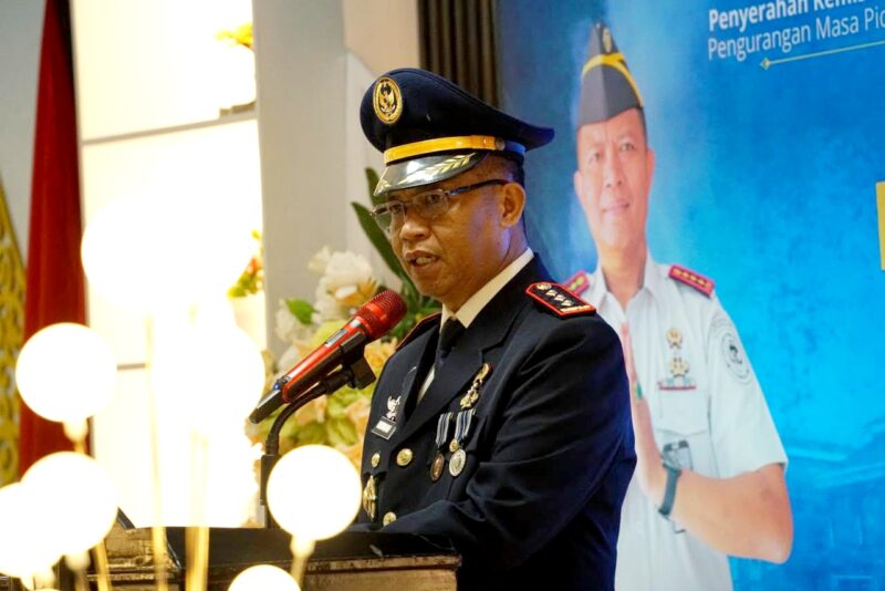 Kalapas Narkotika Kelas IIA Pamekasan Kusnan saat menyampaikan sambutan pada penyerahan SK salinan remisi. (KLIKMADURA)