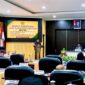 Ketua Fraksi Gelora Perjuangan DPRD Pamekasan, Saedy Romli saat menyampaikan pandangan umum fraksi dalam rapat paripurna DPRD Pamekasan, Rabu (19/8/2026).