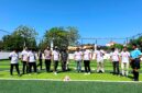 Ketua KSMI Pamekasan, Mahfud bersama jajaran pengurus dan undangan saat pembukaan Kejurkab Mini Soccer di Puri Dewata Mini Soccer (PDMS) Pamekasan. (MOH. IQBALUL KHAVEI MZ / KLIKMADURA)