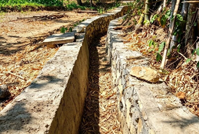 Kondisi proyek Program Percepatan Peningkatan Tata Guna Air Irigasi (P3-TGAI) di Desa Anggersek, Kecamatan Camplong, Kabupaten Sampang. (ALI MUCHTAR / KLIKMADURA)