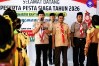 Ketua Kwarran Galis, Moh. Sadili saat memimpin jalannya upacara pembukaan Pesta Siaga Kwarran Galis 2026. (ISTIMEWA)