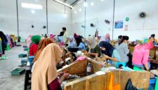 Buruh pabrik rokok sedang melinting rokok di salah satu gudang di Desa Jarin, Kecamatan Pademawu, Pamekasan (LAILIYATUN NURIYAH/KLIK MADURA).