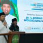 Bupati Sumenep Achmad Fauzi Wongsojudo menyampaikan sambutan saat Kick Off Peringatan HSN 2026 yang digelar PCNU Sumenep. (KLIKMADURA)