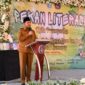 Bupati Sumenep, Achmad Fauzi Wongsojudo menyampaikan sambutan saat menghadiri Pekan Literasi 2026 di SMAN 1 Sumenep. (KLIKMADURA)