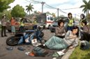 Ilustrasi kecelakaan lalu lintas. (AI)
