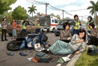 Ilustrasi kecelakaan lalu lintas. (AI)