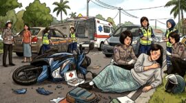 Ilustrasi kecelakaan lalu lintas. (AI)