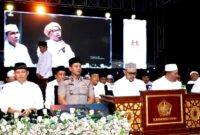 Kapolres Sampang AKBP Anang Hardiyanto saat menghadiri doa kebangsaan. (KLIKMADURA)