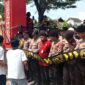 Sejumlah aktivis Gerakan Pemuda Saobi (GPS) saat melakukan aksi demonstrasi di depan Kantor DPMD Sumenep. (KLIKMADURA)